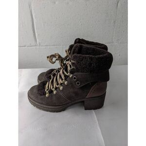 See By Chloe Eileen Hiker Boots Booties Chocolate Brown Suede Leather Size 6.5 U